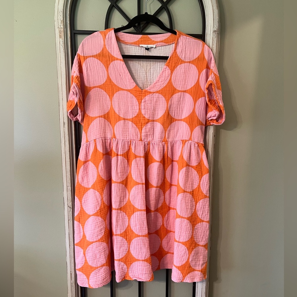 Michelle McDowell Orange and Pink Polka Dot Women’s Dress